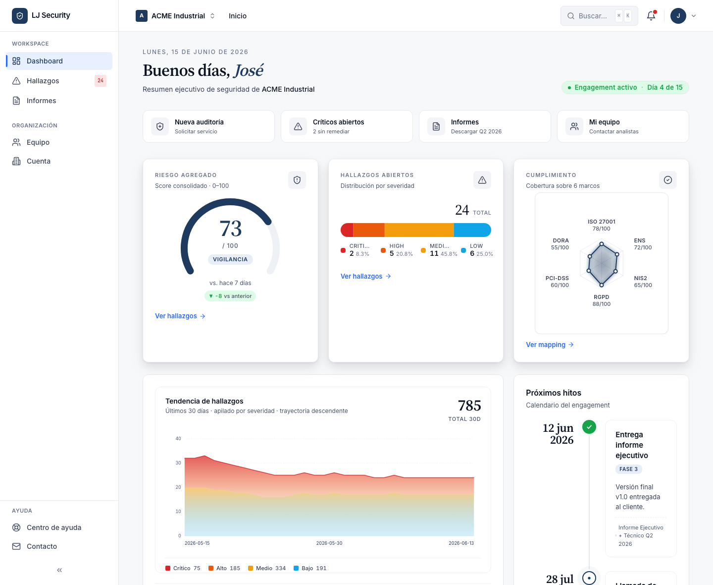 Portal del cliente de Nexo Seguridad
